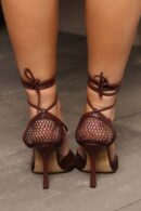 Zapatos de Tacón Alto en Malla con Lazos al Tobillo