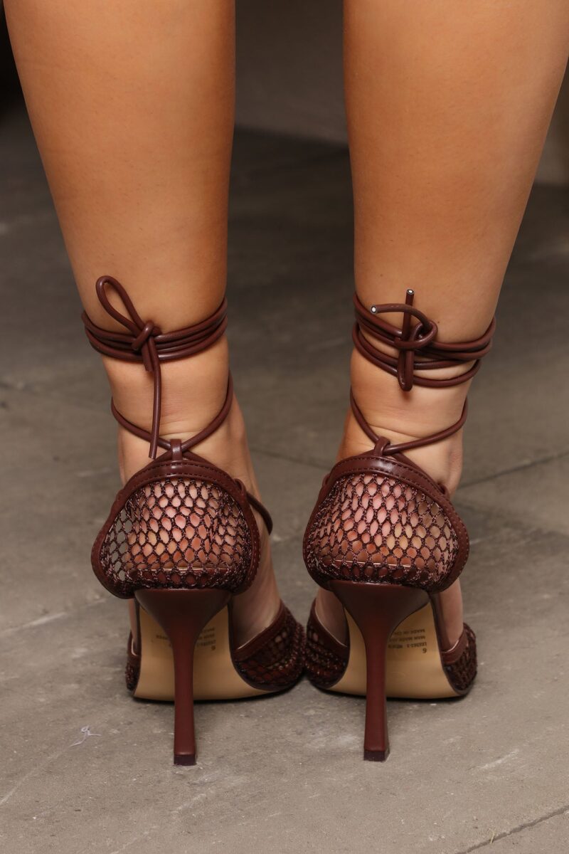 Zapatos de Tacón Alto en Malla con Lazos al Tobillo - Image 8