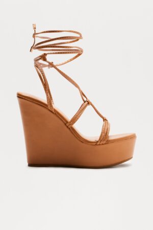 Sandalias de Plataforma con Lazada - Tono Tostado