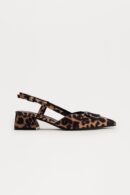 Zapatos de Tacón Gatito con Correa Trasera - Estampado Leopardo
