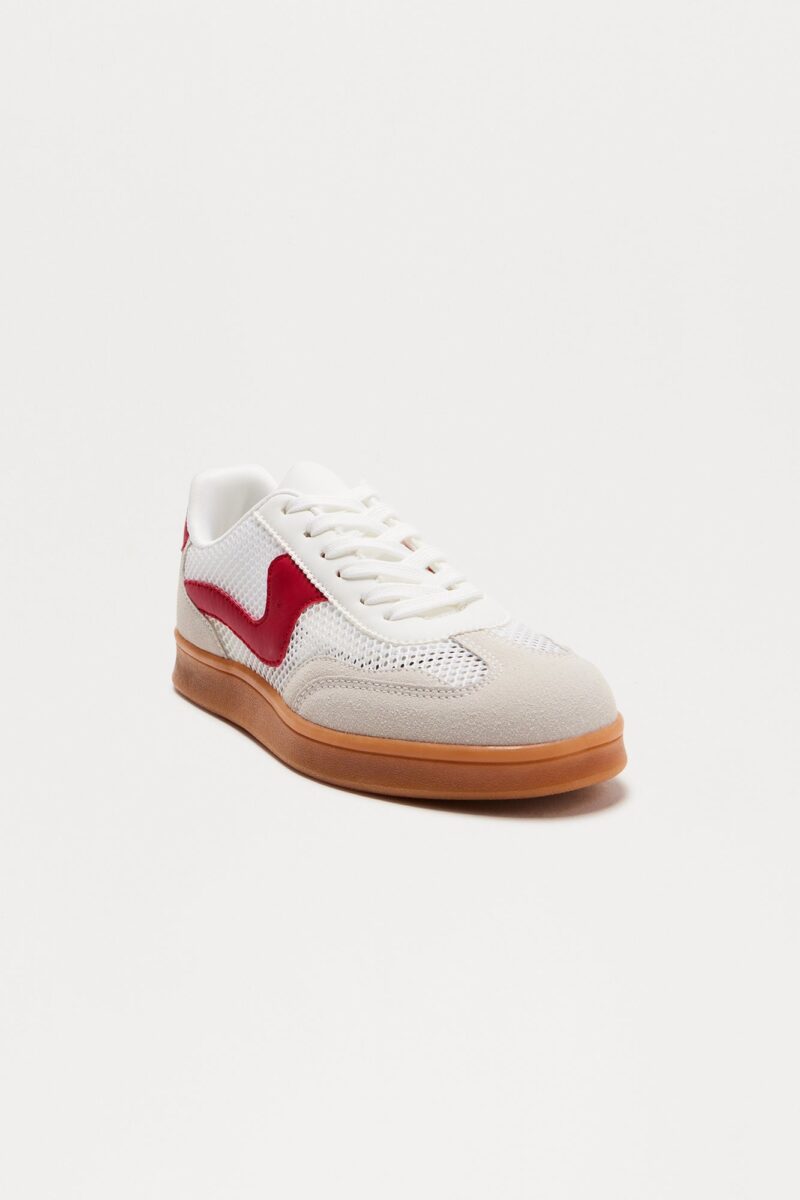 Zapatillas Bajas Deportivas con Detalles en Malla - Rojo - Image 12