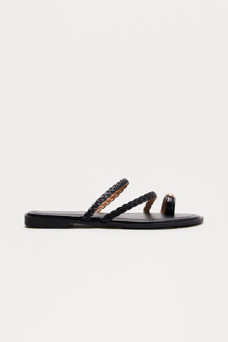 Sandalias Trenzadas Planas en Marrón - Image 3