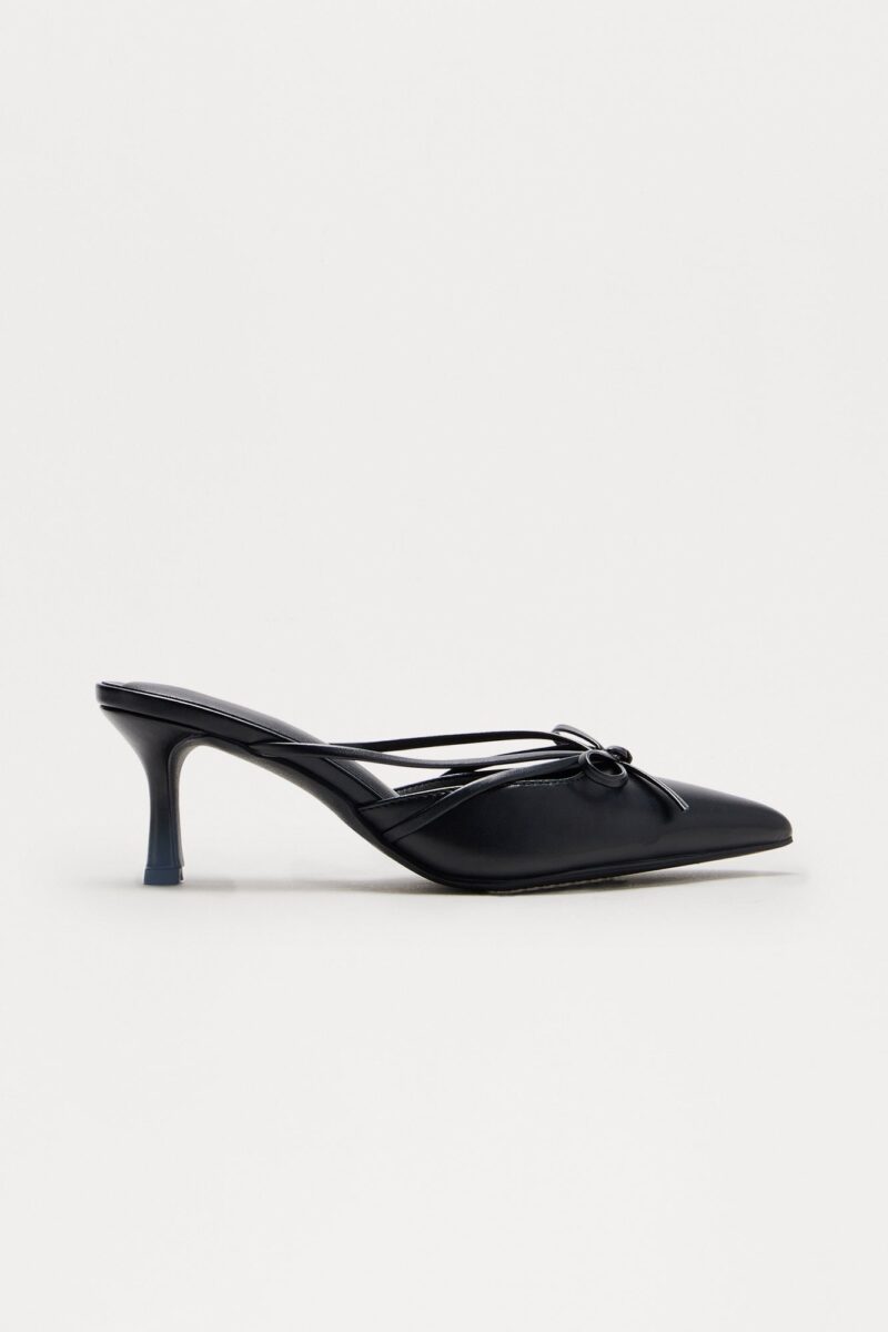 Zapatos de Tacón Medio con Detalle de Moño - Negro - Image 3
