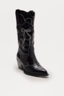 Botas de Vaquero con Lazo Decorativo - Negro