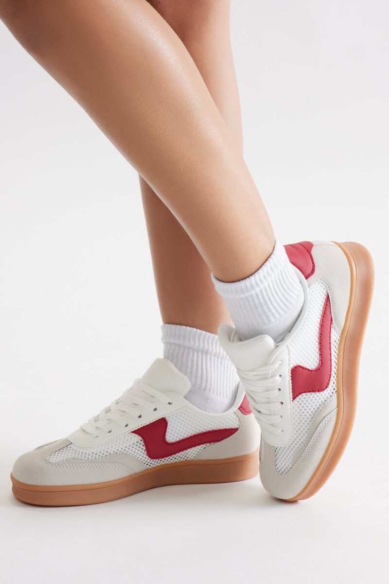 Zapatillas Bajas Deportivas con Detalles en Malla - Rojo - Image 14