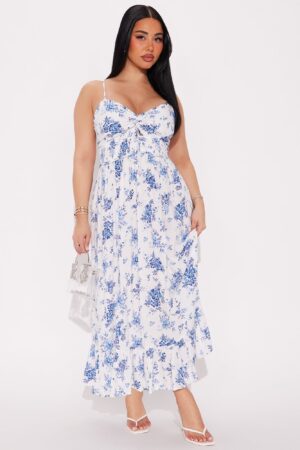 Vestido Midi Floral Leslie con Tirantes Finos