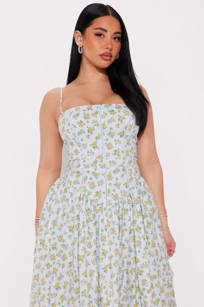 Vestido Maxi Poplin Floral con Corset y Tirantes Ajustables - Image 2