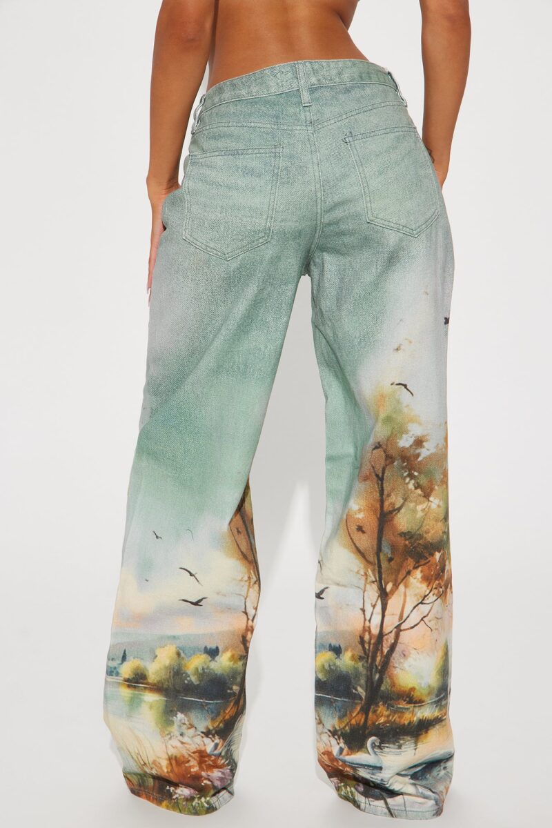 Jeans de Pierna Ancha con Estampado Paisaje - Image 3