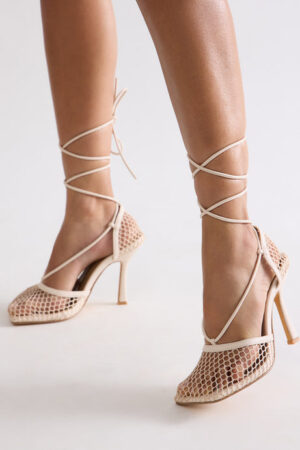 Zapatos de Tacón de Malla con Lazada al Tobillo