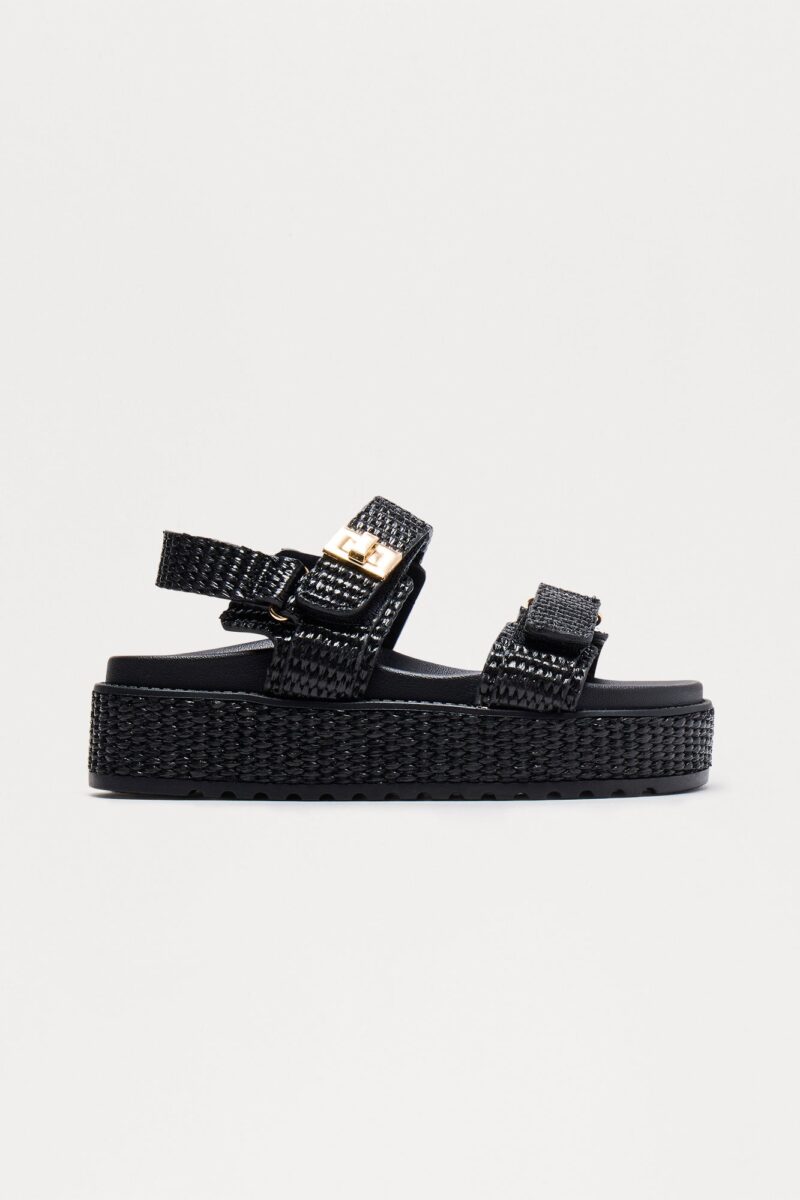 Sandalias de Plataforma en Rafia - Beige - Image 7