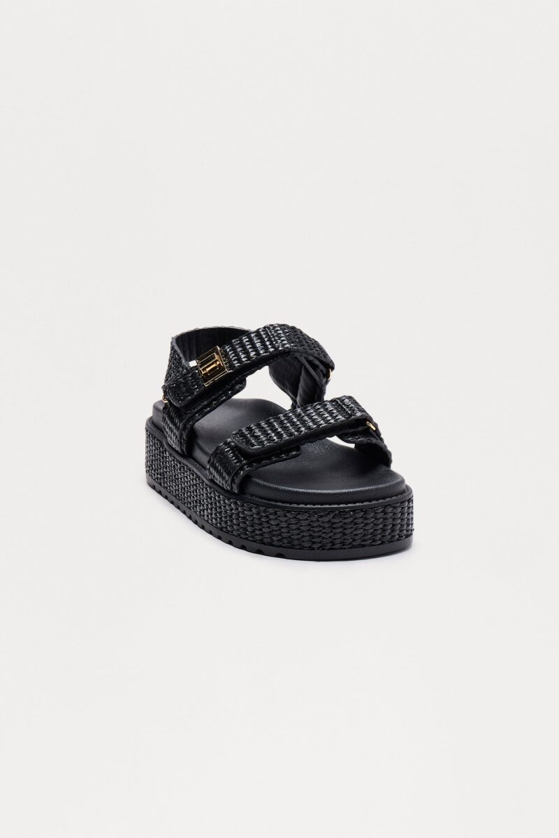 Sandalias de Plataforma en Rafia - Beige - Image 5