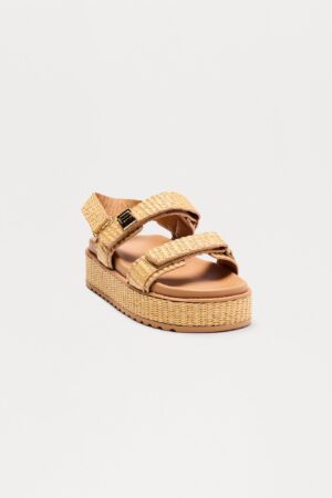 Sandalias de Plataforma en Rafia - Beige