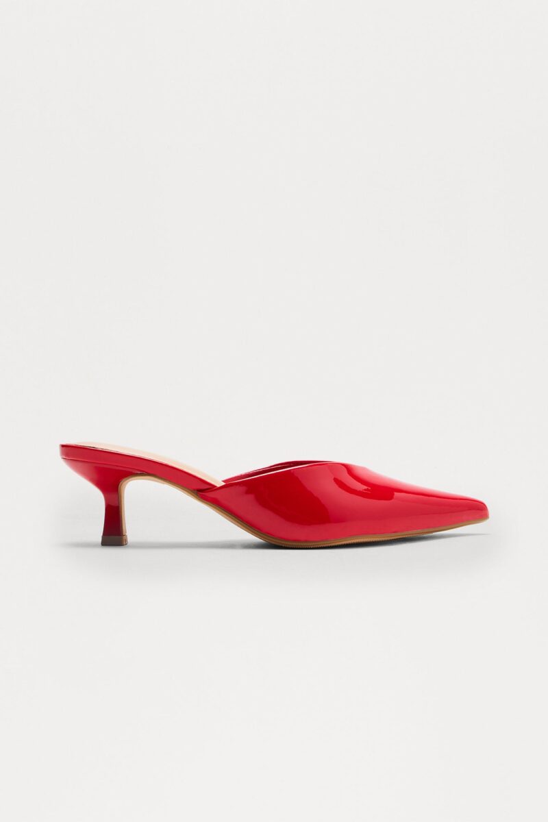 Zapatos de Tacón Gatito Punta Fina en Rojo