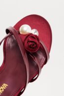 Sandalias de Tacón con Aplicación de Perlas y Flores 3D
