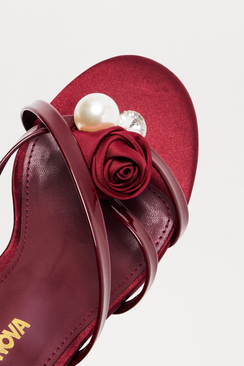 Sandalias de Tacón con Aplicación de Perlas y Flores 3D - Image 3