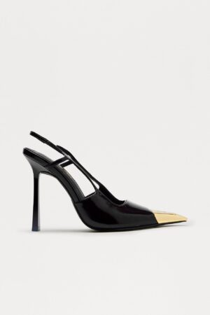 Zapatos de Tacón Slingback Detalle Punta - Negro