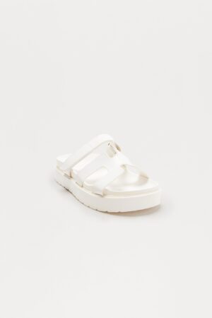 Sandalias de Plataforma Baja en Blanco