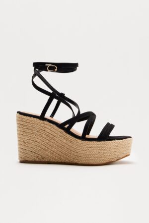 Sandalias de Plataforma en Yute Certificado - Negro