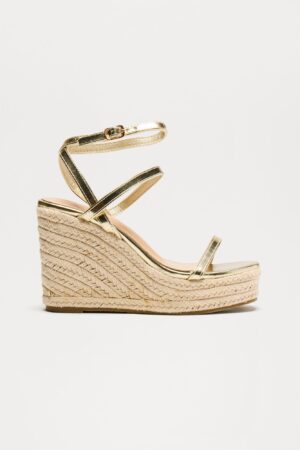 Sandalias de Plataforma en Yute Dorado