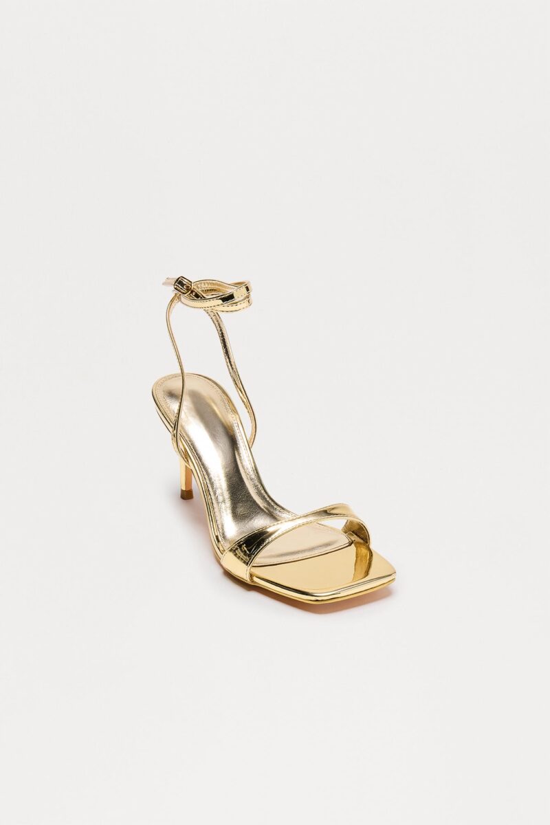 Sandalias de Tacón Cuadrado con Correa al Tobillo - Dorado - Image 4