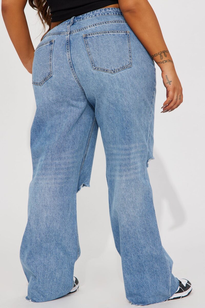 Jean Recto Desgastado con Rasgaduras y Corte Baggy - Image 6