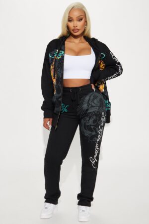 Pantalones Anchos con Diseño de Tigres y Cordón Ajustable