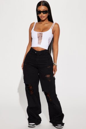 Jeans Baggy Rotos y Desgastados con Pretina Doblada