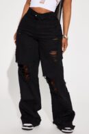 Jeans Baggy Rotos y Desgastados con Pretina Doblada