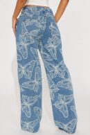 Jeans Anchos con Estampado de Mariposas