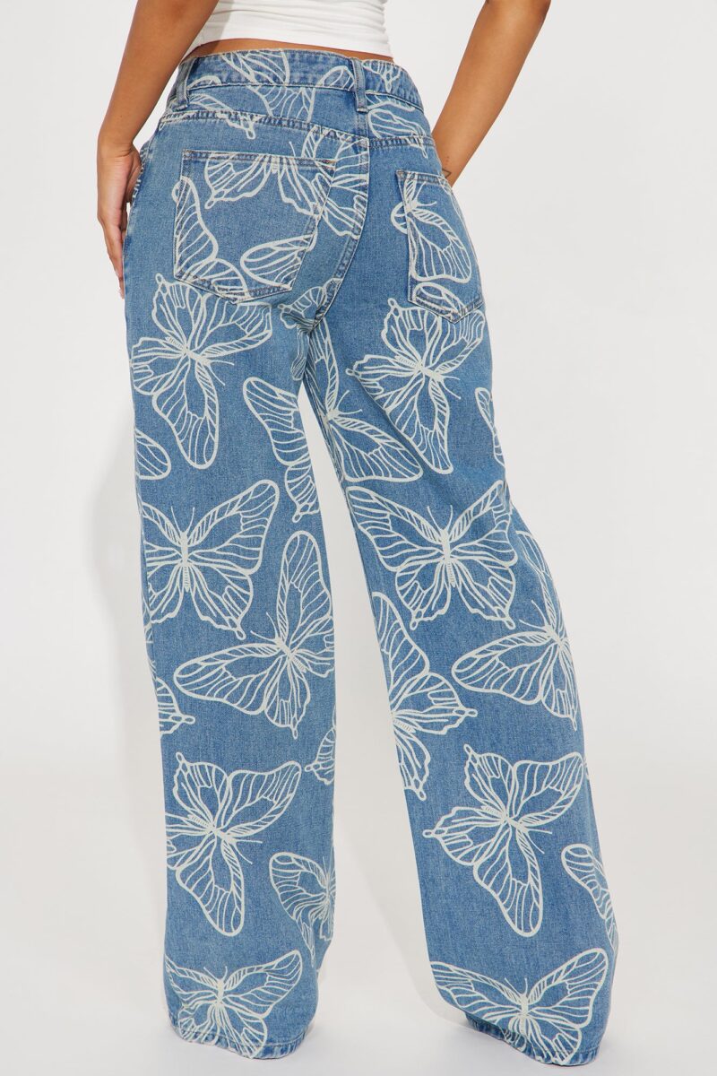 Jeans Anchos con Estampado de Mariposas - Image 3