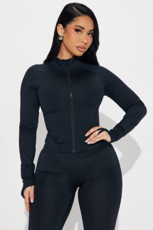 Chaqueta Deportiva con Cuello Alto y Cierre Frontal