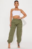 Pantalón Jogger Estilo Cargo con Cintura Alta