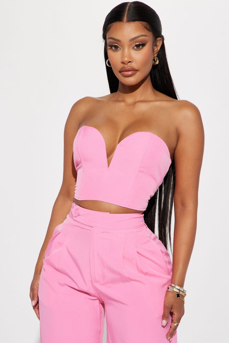 Set de Pantalón y Top Corset en Rosa - Image 2