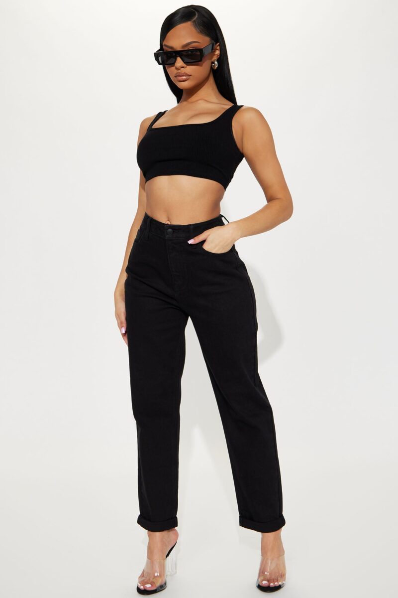 Jeans de Corte Alto Estilo Madre - Denim Oscuro