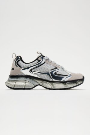 Zapatillas Deportivas Plateadas con Plataforma y Cordones