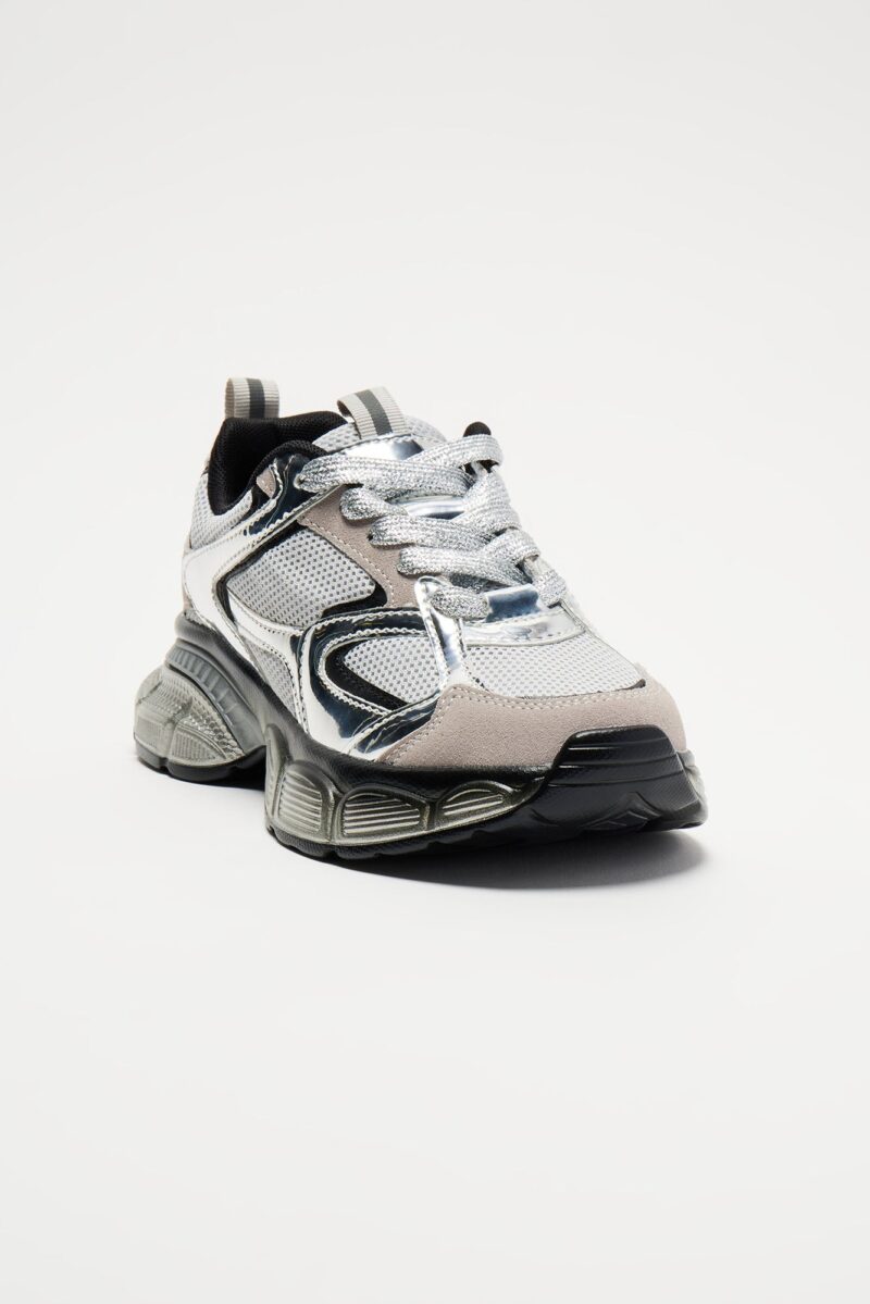 Zapatillas Deportivas Plateadas con Plataforma y Cordones - Image 4