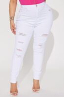 Jeans Ajustados Tiro Alto con Efecto Push Up y Detalles Rotos