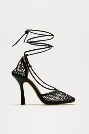 Zapatos de Tacón en Malla con Lazada al Tobillo