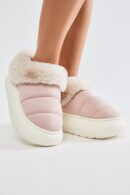 Pantuflas Acogedoras de Pelo Sintético - Malva