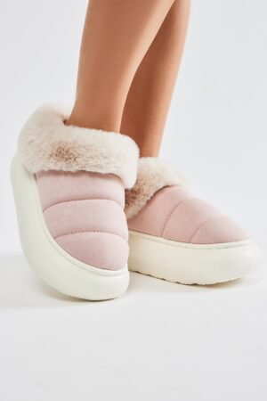 Pantuflas Acogedoras de Pelo Sintético - Malva