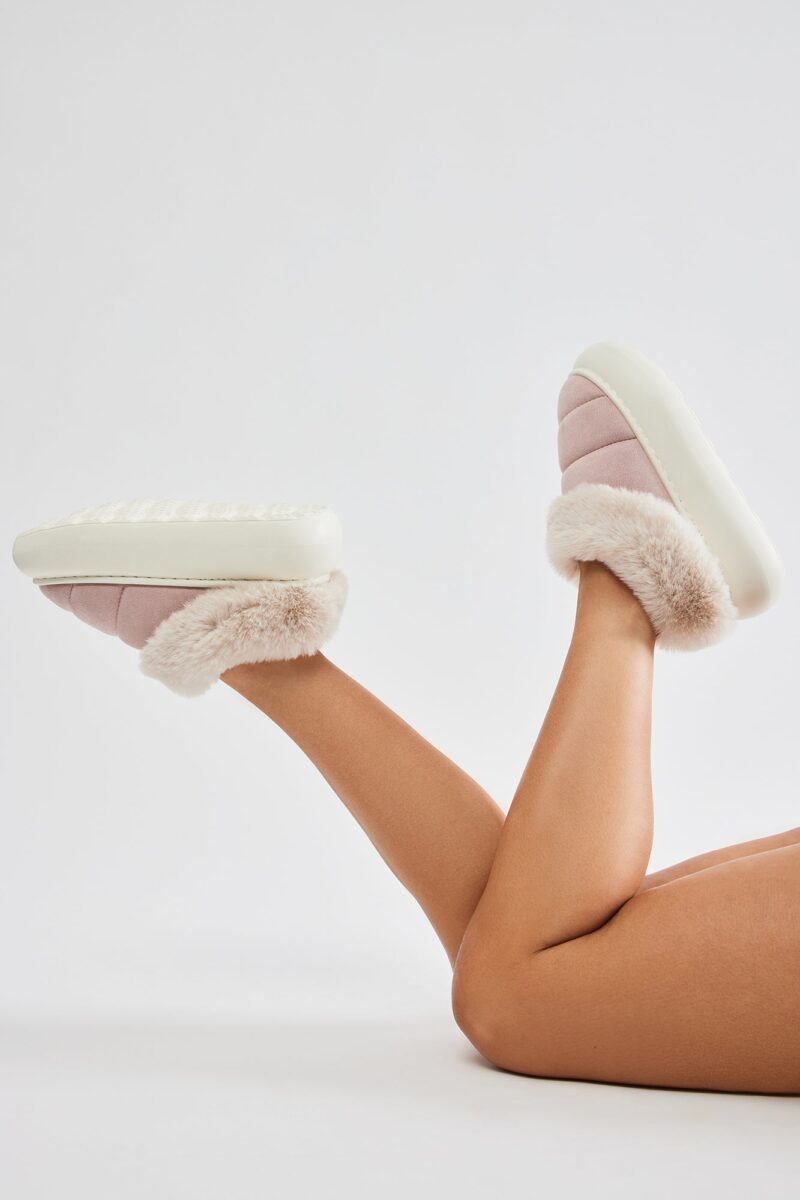 Pantuflas Acogedoras de Pelo Sintético - Malva - Image 4