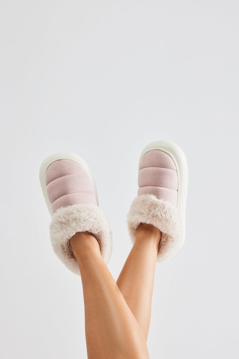 Pantuflas Acogedoras de Pelo Sintético - Malva - Image 3