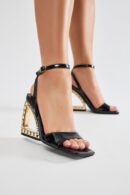 Zapatos de Cuña Nocturnos con Joyas Incrustadas