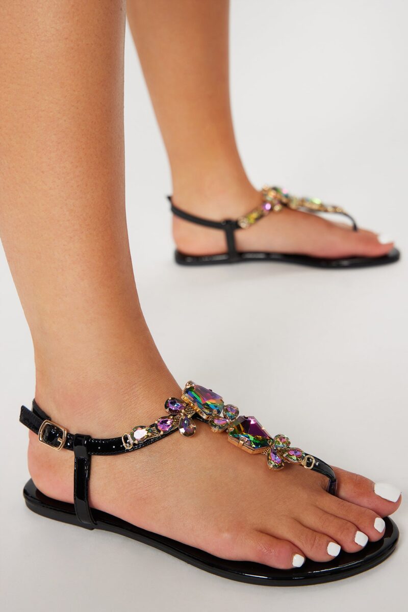 Sandalias Planas con Detalles Brillantes y Correa Ajustable - Image 2