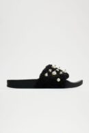 Sandalias Casual con Detalles de Perlas y Tira de Piel