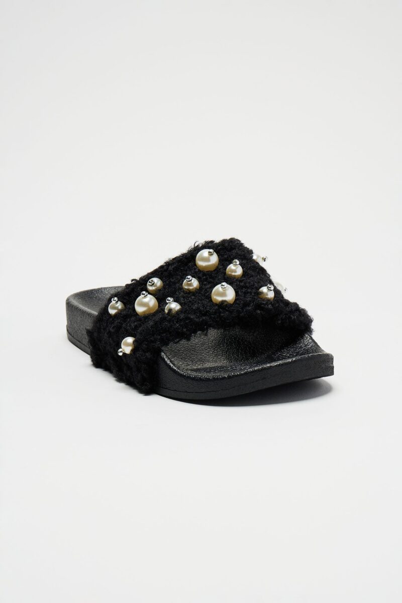 Sandalias Casual con Detalles de Perlas y Tira de Piel