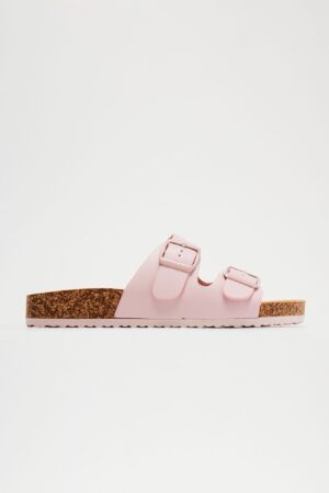 Sandalias Planas con Hebilla en Rosa