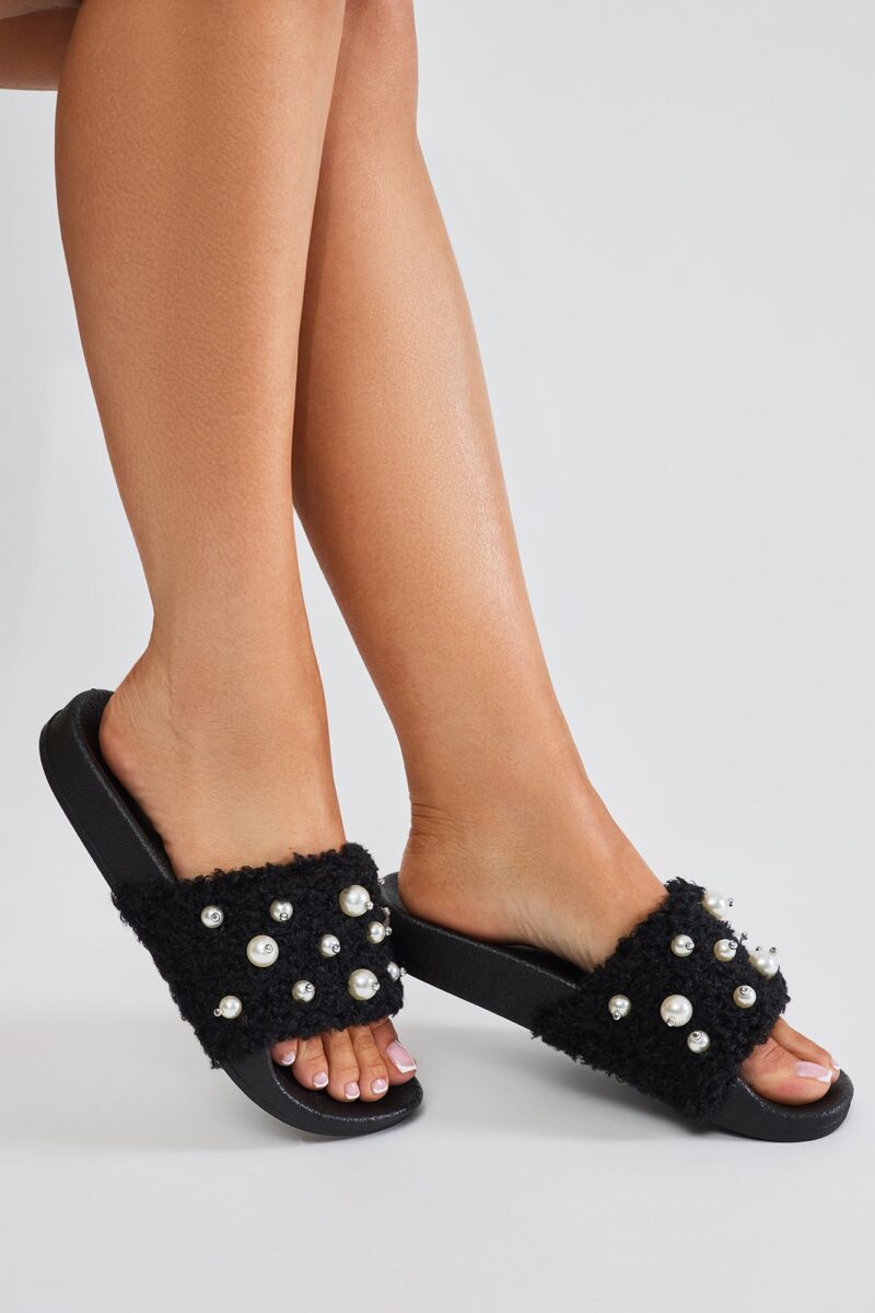 Sandalias Casual con Detalles de Perlas y Tira de Piel - Image 4