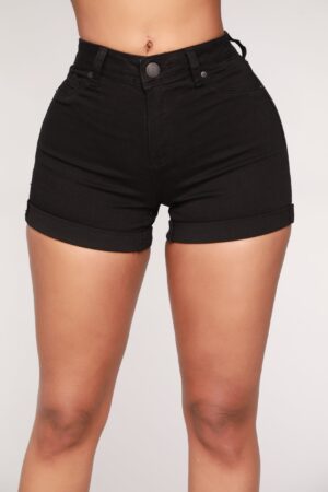 Shorts de Denim Sin Muffin Top - Negro