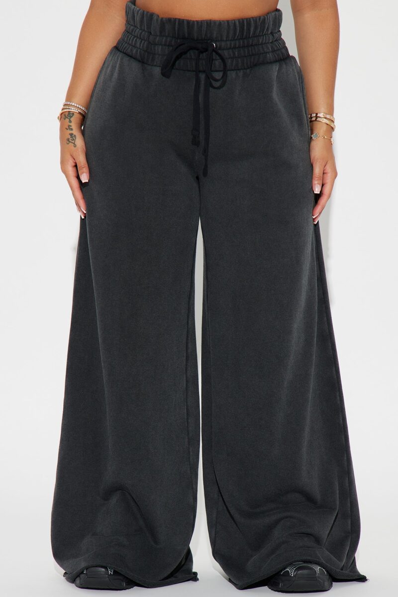 Pantalón de Descanso de Cintura Alta y Pierna Ancha